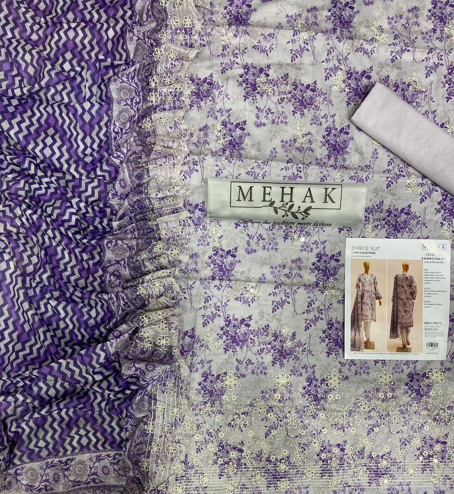 MEHAK EMB LAWN 3PC