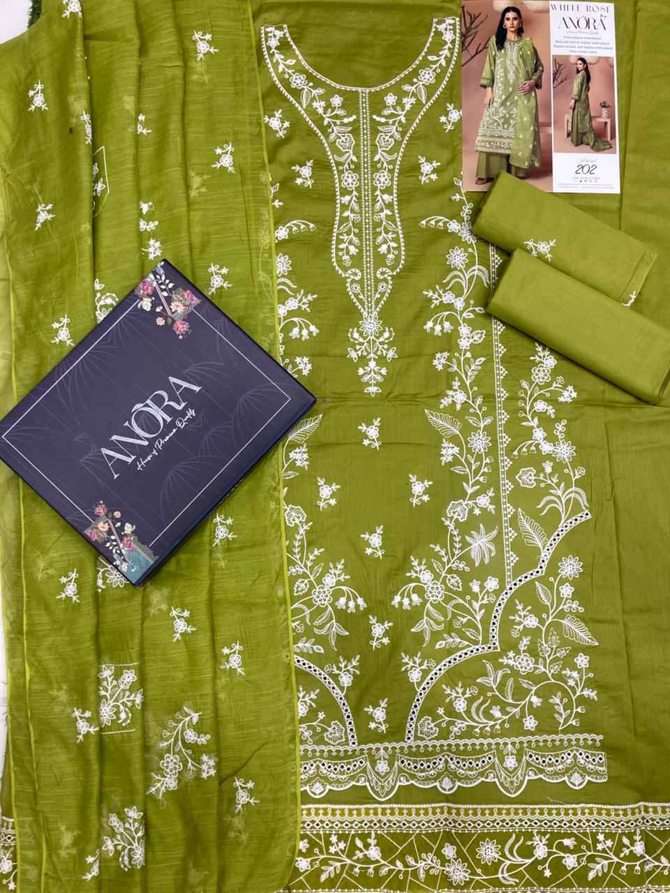 ANORA WHITE ROSE EMB LAWN