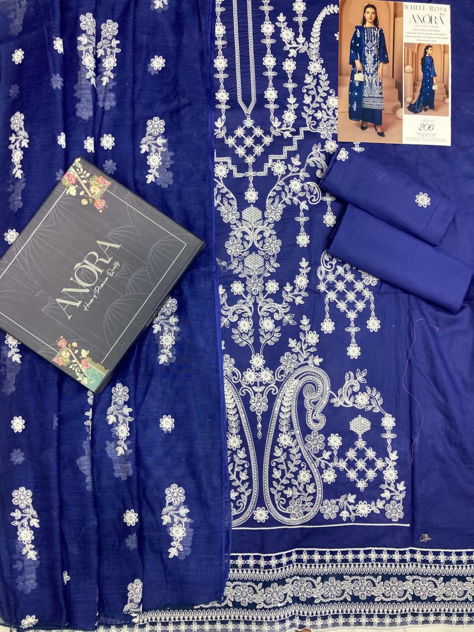 ANORA WHITE ROSE EMB LAWN